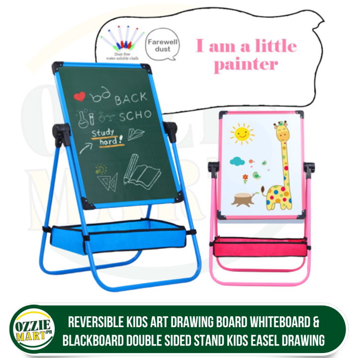 OZZIEMART.PH Reversible Kids Art Drawing Board Whiteboard & Blackboard