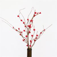 【DT】 hot  Artificial Flowers 48cm Red Foam Fruit Cuttings Plastic Fake Plant for Home Table Decorations Simulation Flower