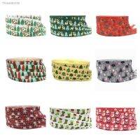 ▽ 5Yard Christmas Tree Snow Print Fold Over Elastic Band Sewing Tape Handmade Crafts Accessories DIY Baby Headband