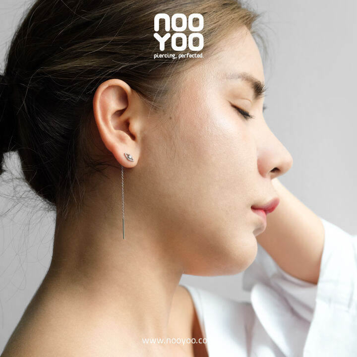 nooyoo-ต่างหูสำหรับผิวแพ้ง่าย-dangling-cubic-zirconia-eye-surgical-steel