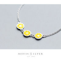 Modian Fashion Fruit Lemon and Enamel Lobster Lock Chain Bracelets for Women 925 Sterling Silver Luxury Accessories Jewelry