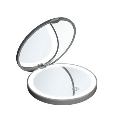 Cosmetic LED Refill Mirror Convenient Compact Stainless Steel Pocket Vanity 2 Sided Portable Folding Mirror