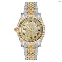⌚ นาฬิกาแฟชั่น⌚ New quartz costly diamond man wrist watch fashion alloy set auger calendar business mens