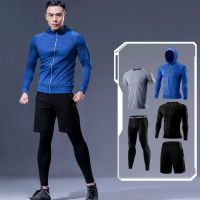 Fitness Gym Suits Men Quick Dry 5 Piece Set Running Sportswear Coats Basketball Training Shorts Pants Chandal Hombre Plus Size