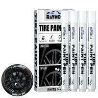 【CW】4pcs Tire Paint White Marker Pen Car Tire Pen Graffiti Coloring Paint Pen Oily Waterproof White Gel Pen DIY Auto Rubber Tyre