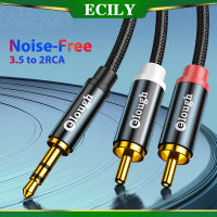 ECILY 2RCA สเตอริโอไฮไฟสายเคเบิล RCA 1เมตรถึง3.5มม. แจ็ค RCA สาย AUX เสียง3.5 Y ตัวแยกสำหรับทีวีพีซีเครื่องขยายเสียงสายโฮมเธียเตอร์