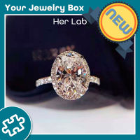 Her Lab Jewelry | แหวนเงินเพชร S925เพชรโมอิสแท้1.5กะรัตรายงานกราต้นฉบับ100% ผ่านตัวเลือกเพชรแหวนเพชรรูปไข่นกพิราบทรงกลมแหวนแต่งงาน925เงินสเตอร์ลิงแหวนเพชรแฟชั่นตัด
