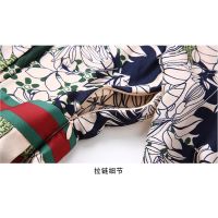 New Womens Printed Stand Collar Chiffon Dress