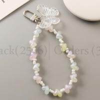 2023 Butterfly Heart Keychain Trendy Transparent Bead Lanyards Keyring Mobile Phone Chains For Women Car Keys Bag Dead They will be waiting. ！