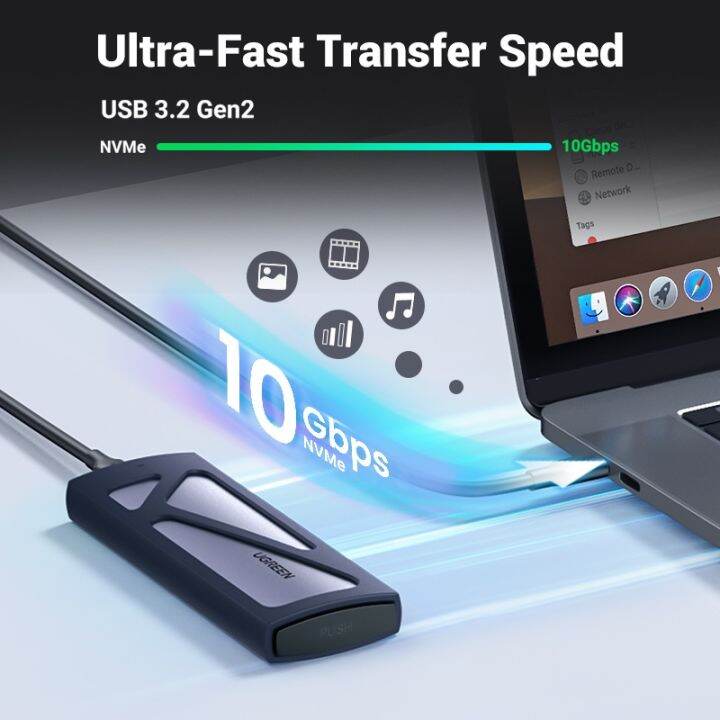 ugreen-เคสฮาร์ดไดรฟ์-usb-c-เป็น-m-2-nvme-ssd-10gbps-แบบพกพา-สําหรับฮาร์ดดิสก์