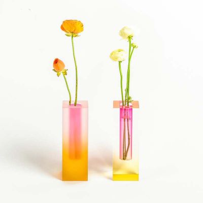 Modern Rainbow Pillar Bud Vase Table Glass Vases Luxury Decorative Acrylic Crystal Flower Container Nordic Room Home Decoration