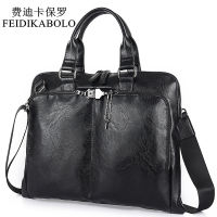 BOLO Business Briefcase Leather Men Bag Computer Laptop Handbag Man Shoulder Bag Messenger Bags Mens Travel Bags Black Brown