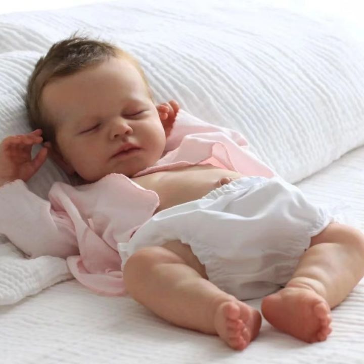 45CM Newborn Full Silicone Baby Girl Doll Reborn Sleeping Soft Cuddly Body  3D Skin with Visible Veins Handmade Doll
