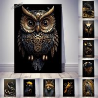 Premium Black Gold Animal Art Canvas Prints - King Jellyfish, Owl, Scorpion, Snake, Mouse-เหมาะสำหรับตกแต่งบ้านสมัยใหม่บน Lazada