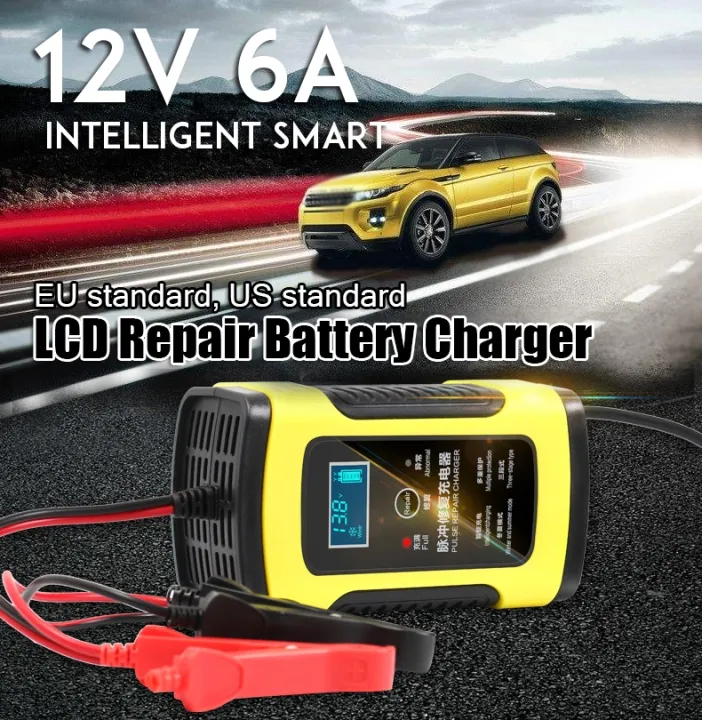 Full Automatic Car Battery Charger 110v To 220v To 12v 6a Lcd Smart Fast For Auto Motorcycle 2655