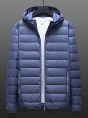 HOT11★ขนาดใหญ่ฤดูหนาว Hooded Ultra Light ลงเสื้อแจ็คเก็ตผู้ชาย Windbreaker Outwear 90% เป็ดสีขาวลงเบาะ Puffer Warm Coat 6XL 7XL 8XL