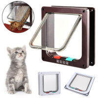 ประตูสุนัข Cat Flap ประตู4ทางล็อคการรักษาความปลอดภัยทางเข้ามีประตูพลาสติกประตูสุนัขขนาดเล็กชุดสำหรับ Doghouse Kennel Supplies