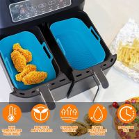 2ชิ้นหม้อทอด Air Fryer ถาดซิลิโคน2ชิ้นตะกร้าคู่ถาดอบเตาอบหม้อแผ่นซับในอุปกรณ์ทอดหม้อทอด Air Fryer คู่สำหรับ Ninja Foodi