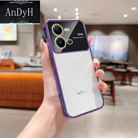 AnDyH Phone Case For VIVO V25e V25 5G Electroplated Transparent Soft TPU Glass Camera Protector Back Cover