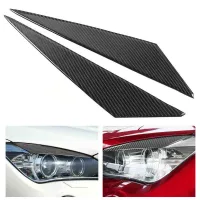 2pcs Carbon Fiber Headlight Eyebrow Sticker Glossy Surface Fit for BMW X1 E84 2009 2010 2011 2012 2013 2014