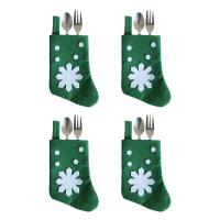 Snowflake Tableware Bag Cotton Cloth Sock Tableware Decoration 4pcs Christmas Sock Decorations White Snowflake For Spoon Fork Socks Tights