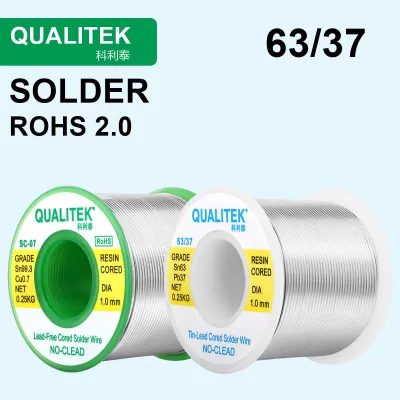 USA QUALITEK Solder Wire 63/37 Tin 250g 0.3/0.8/1.0/2.0mm Low Melting Point 183℃ Rosin Core Flux Lead-Free Sn99.3% Rohs2.0