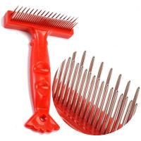 ETXDouble Row Pet Comb Stainless Steel Pins Dog Cat Grooming Undercoat Rake Brush Safe and Durable Products