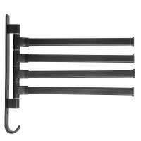 4Layers Rotatable Towel Rack Bathroom Matte Black Collect Holder Bar Wall Mounted Punch Free Shelf Aluminum Wiht Hook Toilet Rod