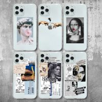 Great Art Aesthetic David Mona Lisa Clear Case For iPhone 12 PRO X XR XS SE20 Soft TPU For iPhone 13 7 8 Plus 11 Pro MAX Covers