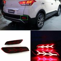 ไฟเบรกท้าย Bemper Belakang LED สีแดงสำหรับ Hyundai Creta IX25 2017 2018ไฟสัญญาณเลี้ยวไฟตัดหมอกไฟหยุดไฟเบรค2ชิ้น