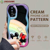 (คลังสินค้าพร้อม) เคสเคสมือถือสำหรับ Realme 7เคสมือถือสำหรับการ์ตูนเด็กหญิงเด็กชาย Mickey Minnie เนื้อครีมขอบลอนปกอ่อน