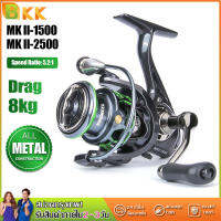 น้ำหนักเบา รอกสปินนิ่ง Spinning Reel  13 + 1BB โลหะตื้นรีลลึกปลาคาร์พปลาน้ำจืด Saltwater อุปกรณ์ตกปลา 5.2:1 Gear Ratio MK II-1500/MK II-2500 seriesวสูงแรงลากสูงสุด 8 กก.