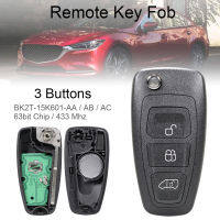 FSK 433MHz Flip Folding Smart Remote Car Key Fob 63 Chip Fit For 2014-16 Transit