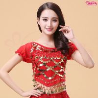 [COD] The new dance performance clothes chiffon short-sleeved top belly ethnic Xinjiang one-piece