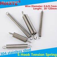 ✸๑ 304 Stainless Steel S Hook Cylindroid Helical Pullback Extension Tension Coil Spring Wire Diameter 0.6mm 0.7mm