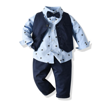 Top and Top Children Boys Wedding Suits Kids Boys Clothes Toddler Formal Suit Vest + Shirt + Trousers Baby Boys Gentleman Outfit