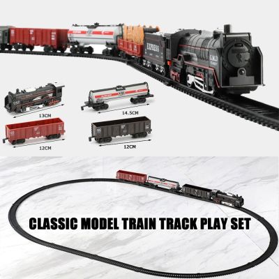Simulation Electric Train Model with Track Railway Toys Battery Operated Classical High-speed Rail Train Toys for Children Kids