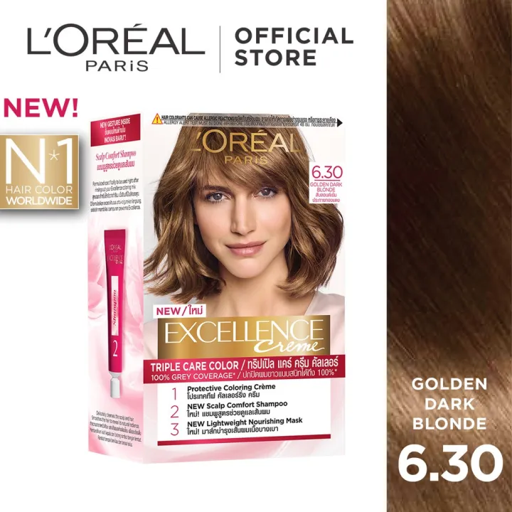 Loreal Paris Excellence Creme Triple Care Hair Color 630 Golden Dark Brown Water Permeable 9871