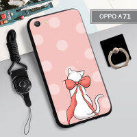 เคสอ่อนสำหรับ OPPO A71เคสโทรศัพท์คลุมทั้งหมด2022ใหม่ป้องกันการตกหล่นกันรอยขีดข่วนฝามีที่ถือวงแหวนโทรศัพท์ &amp; เชือก