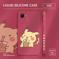 Orico สำหรับ Realme C30S เคสโทรศัพท์ดีไซน์ข้างการ์ตูน Pikachu น่ารักขอบสี่เหลี่ยมปลอกซิลิโคนของเหลวเคสกล้องคลุมทั้งหมด