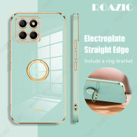 ROAZIC สำหรับ Honor X8A 5G/Honor X8 5G/Honor X6 Honor เคสโทรศัพท์ [แถมแหวนฟรี] เคสขอบชุบโลหะ TPU ผิวเรียบฝาหลังป้องกันการตก