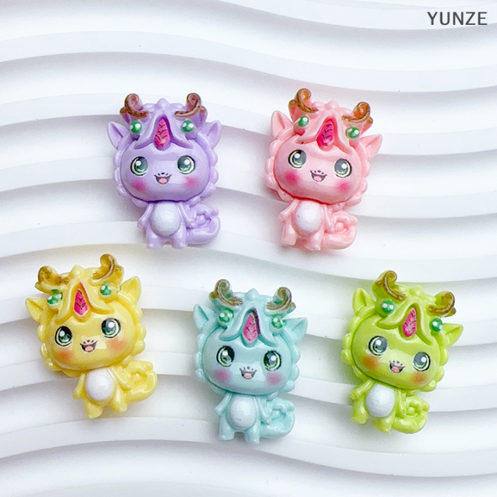 yunze-2023เรซินน่ารักใหม่ขนาด21x28มม-ไดโนเสาร์ตัวเล็กชุดแบนราบชิ้นส่วนทำเล็บตกแต่งสำหรับปากขวดอุปกรณ์ตกแต่ง