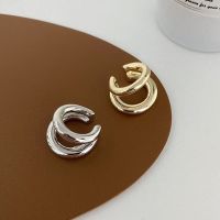 Fake Piercing Earcuff Double Circle Ear Cuff Faux Earrings for Women Man Hiphop Vintage Cuffs Earclips Accessories Korean Fashio