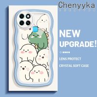 Chenyyka เคสสำหรับ Infinix Smart 6 Plus เคสลายการ์ตูนไดโนเสาร์น่ารักใหม่ Colour Macaron เวฟบอร์เดอร์กันกระแทกแบบใสนิ่มเคสมือถือโปร่งใสลายกล้องถ่ายรูปสร้างสรรค์เคสป้องกันซิลิกาเจล