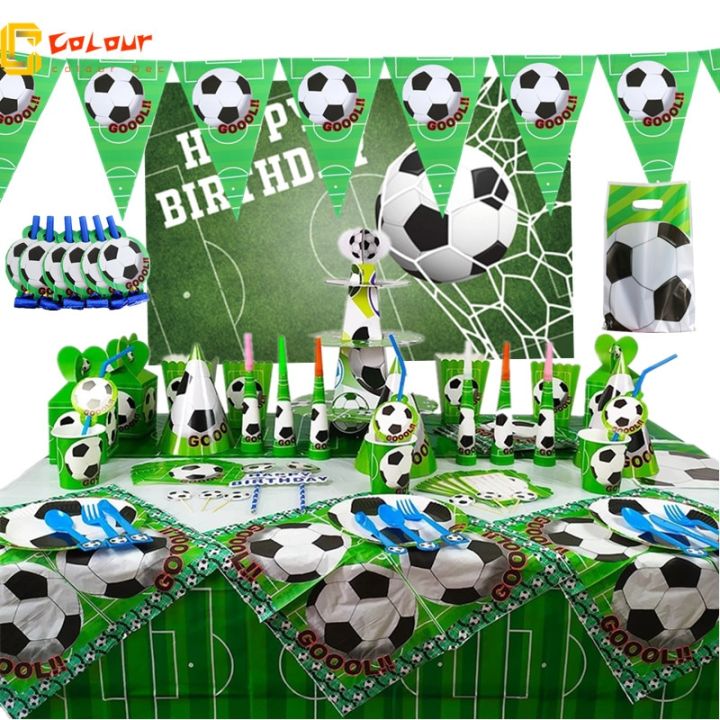 Superbowl Party Decorations 2023-Football Birthday Party Decorations, 32pcs  Football Plates, 20pcs Football Balloons, Football Banner and Tablecloth