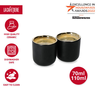 La Cafetiere Set of 2 Insulated Ceramic Coffee / Tea Mugs , Ideal for Macchiato , Coffee - 70ml /110 ml แก้วมัค ชุด 2 ใบ