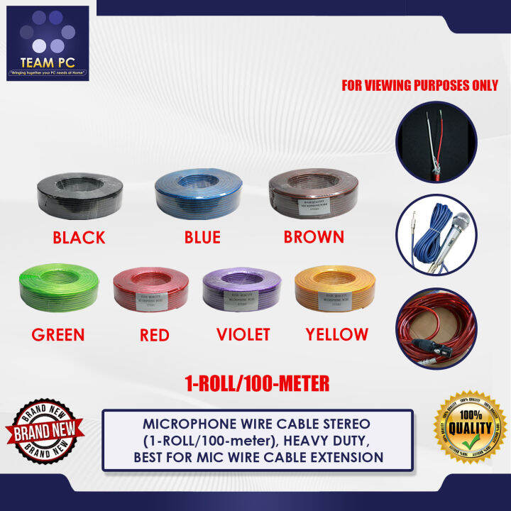 MICROPHONE WIRE CABLE STEREO (1ROLL/100meter), HEAVY DUTY, BEST FOR