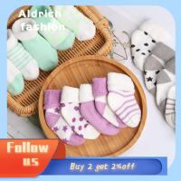 ALDRICH FASHION 5Pairs/lot Winter Warm Striped Dot Clothes Accessories Infant Baby Socks Cotton Socks Non-Slip Boy Girl Socks