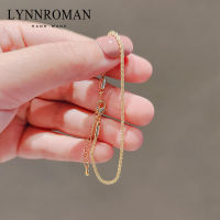 LYNNROMAN สร้อยข้อมือบางแฟชั่นแบบเรียบง่ายสำหรับแฟนสาวตาข่ายลมเย็นเครื่องประดับข้อมือหรูหราสีแดงดีไซน์เฉพาะกลุ่มผู้หญิง