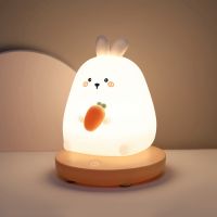 Bedroom night light for children cute animal pig rabbit led Silicone lamp Touch Sensor Dimmable kid Holiday Gift Rechargeable Night Lights